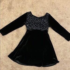 Stars Black Velvet Skater Dress with Embellished Bodice